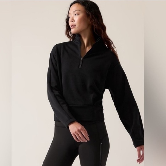 Athleta Altitude Polartec Half Zip Sweatshirt with zip pockets Black Size 2X - Picture 1 of 9